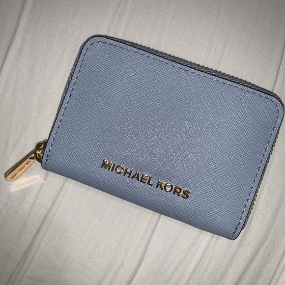 Michael Kors Handbags - Michael Kors pale blue zip wallet
